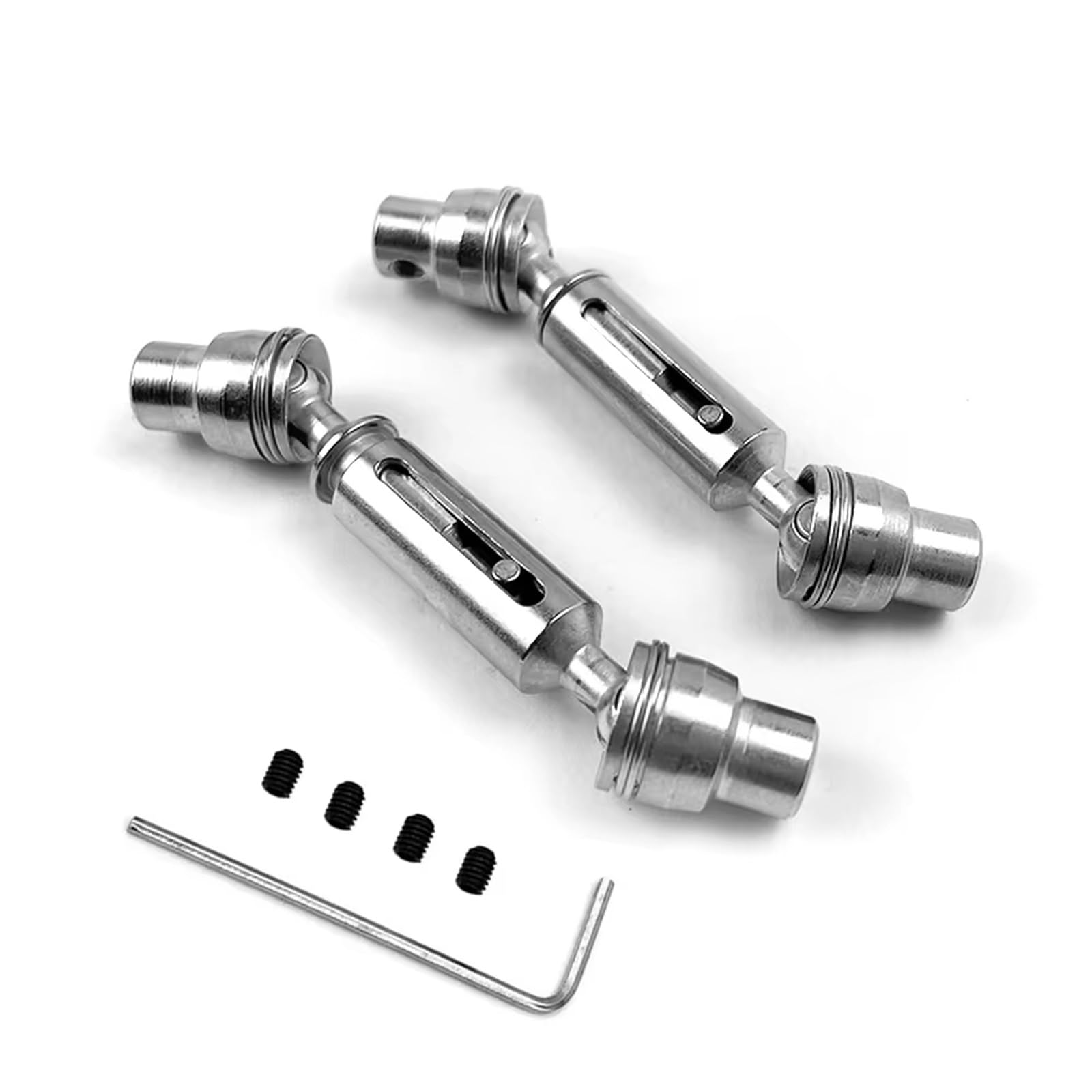 QAWSED RC Autozubehör Kompatibel Mit WPL C14 C24 C34 Für MN D90 D91 D96 D99 D99S Für MN98 Für MN99S RC Autoteile Zubehör 2 Stück Metallantriebswelle Antriebswelle(Silver) von QAWSED