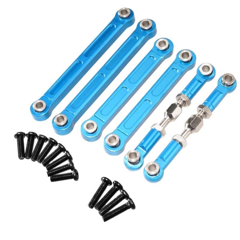 QAWSED RC Autozubehör Kompatibel Mit Wltoys 124008-2705 124010 Fernbedienung Auto Upgrade Teile Zubehör Metall Stange Lenkung Einstellbare Stange(Blue) von QAWSED