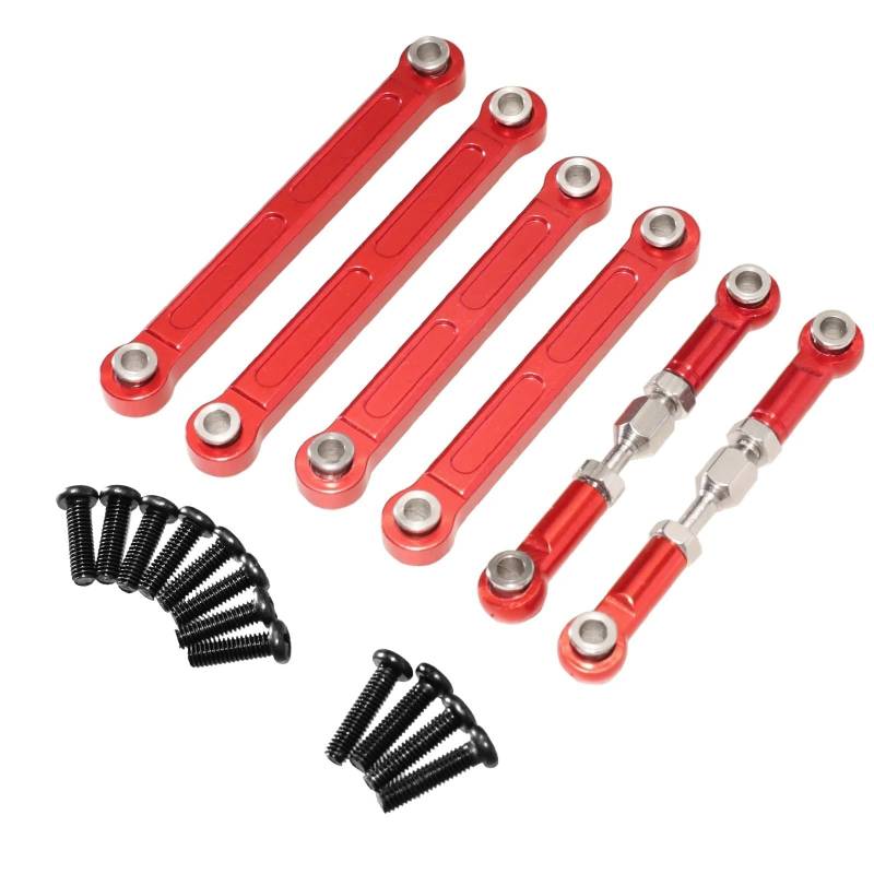 QAWSED RC Autozubehör Kompatibel Mit Wltoys 124008-2705 124010 Fernbedienung Auto Upgrade Teile Zubehör Metall Stange Lenkung Einstellbare Stange(Red) von QAWSED