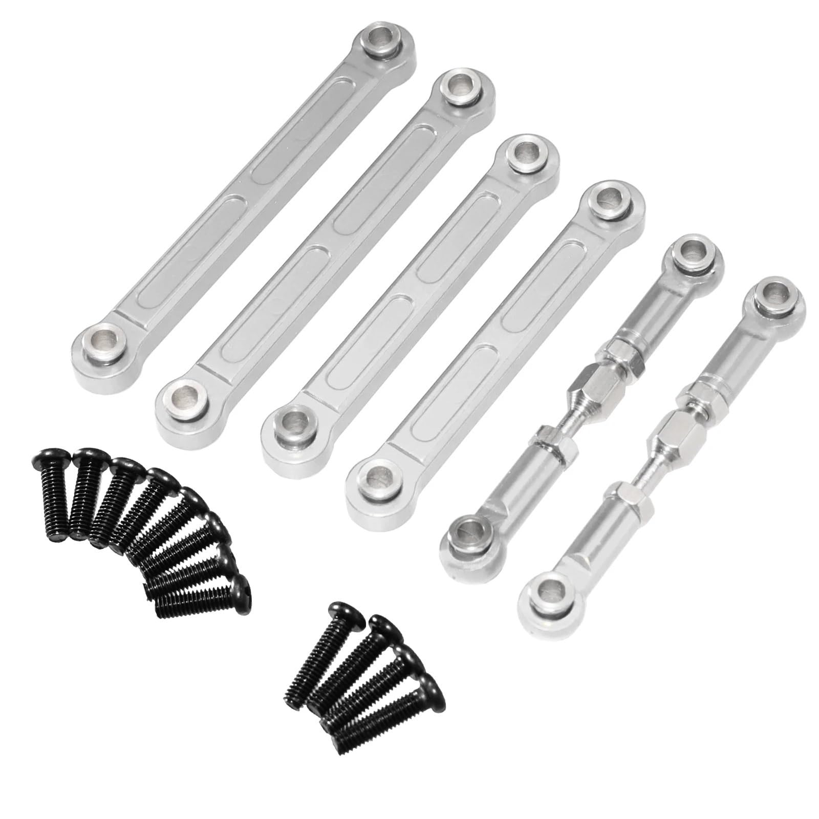 QAWSED RC Autozubehör Kompatibel Mit Wltoys 124008-2705 124010 Fernbedienung Auto Upgrade Teile Zubehör Metall Stange Lenkung Einstellbare Stange(Silver) von QAWSED