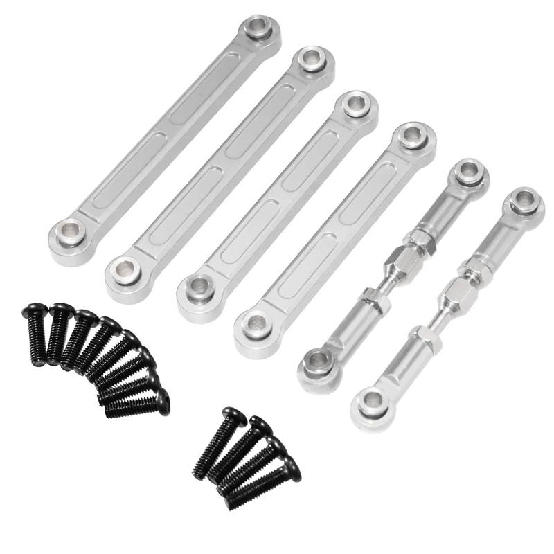 QAWSED RC Autozubehör Kompatibel Mit Wltoys 124008-2705 124010 Fernbedienung Auto Upgrade Teile Zubehör Metall Stange Lenkung Einstellbare Stange(Silver) von QAWSED