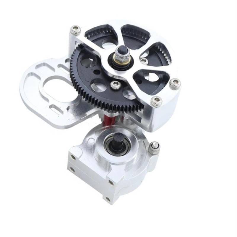 QAWSED RC Getriebe Box Kompatibel Mit Axial SCX10-Getriebe-Upgrade-Teilen, Vollmetall-Getriebe, Mittelgetriebe Mit Motorgetriebe, 1/10 RC-Crawler-Auto(Silver) von QAWSED