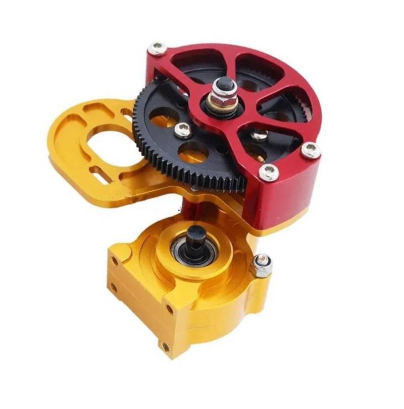 QAWSED RC Getriebe Box Kompatibel Mit Axial SCX10-Getriebe-Upgrade-Teilen, Vollmetall-Getriebe, Mittelgetriebe Mit Motorgetriebe, 1/10 RC-Crawler-Auto(Yellow) von QAWSED