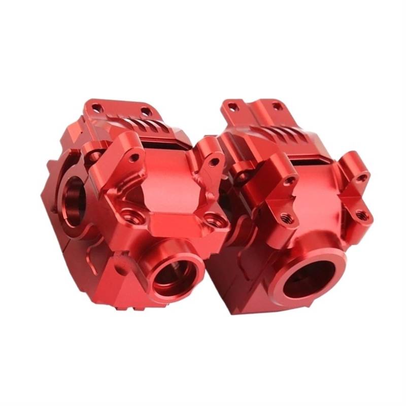 QAWSED RC Getriebe Box Kompatibel Mit Traxxas Für Slash 4X4 Für VXL Für Rustler Für Stampede Für Hoss 1/10 RC-Auto, Metall-Differentialgehäuseschale Vorne Hinten(Red,Front and Red) von QAWSED