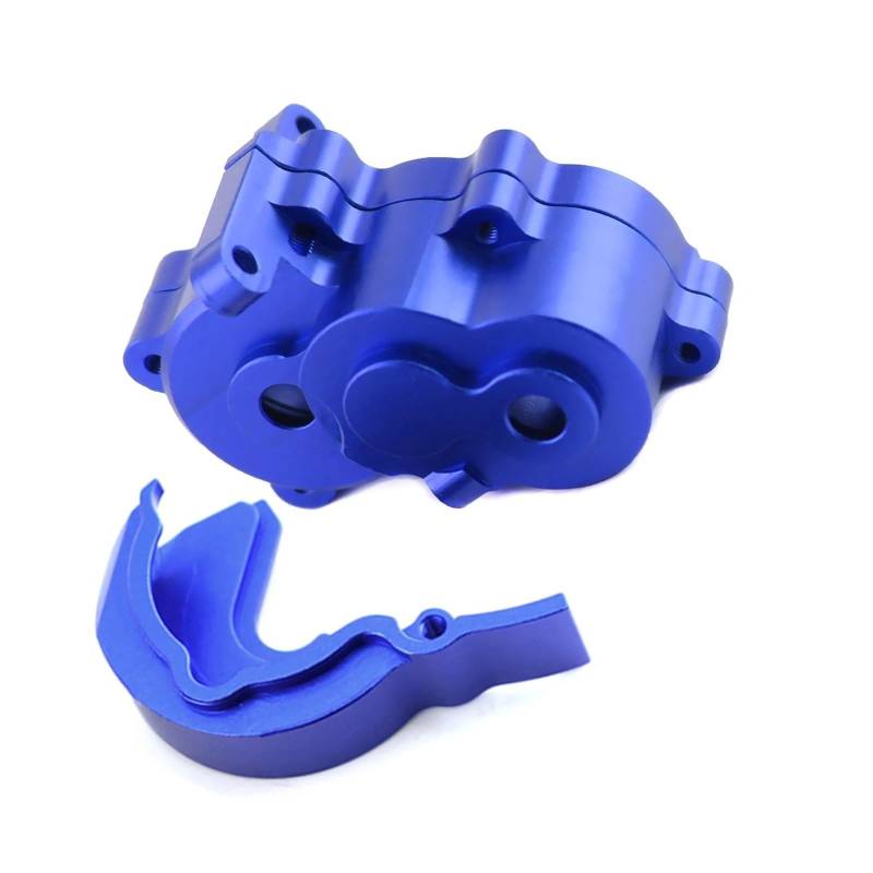 QAWSED RC Getriebe Box Kompatibel Mit Traxxas Für Slash Für E-Revo Für Summit Metallgetriebegehäusegehäuse Getriebeabdeckung 1/16 RC-Autoersatzzubehör(Blue) von QAWSED