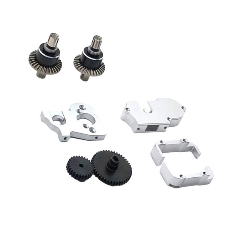 QAWSED RC Getriebe Box Kompatibel Mit Wltoys 144001 Differentialgetriebe Aus Aluminiumlegierung, Getriebeabdeckungssatz, Getriebe, 1/14 RC Crawler, Upgrade-Teile(Sliver) von QAWSED