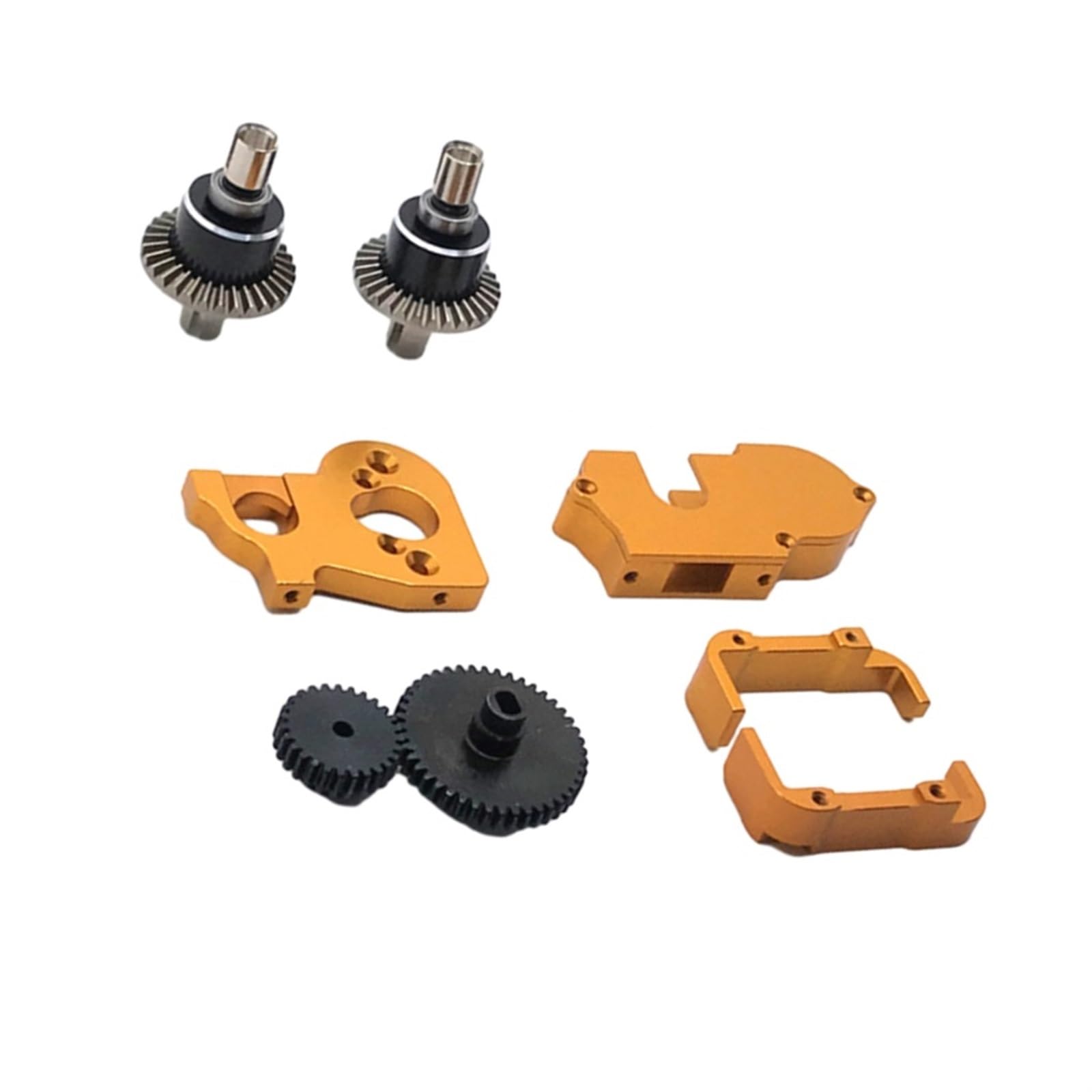 QAWSED RC Getriebe Box Kompatibel Mit Wltoys 144001 Differentialgetriebe Aus Aluminiumlegierung, Getriebeabdeckungssatz, Getriebe, 1/14 RC Crawler, Upgrade-Teile(Yellow) von QAWSED