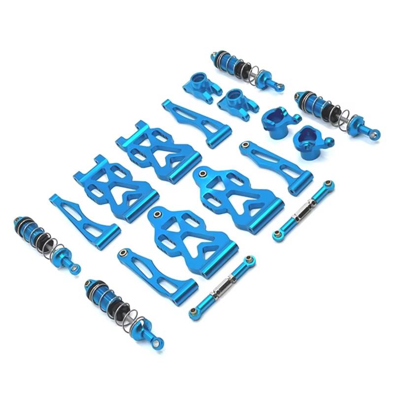 RC Autozubehör Kompatibel Mit SCY 16101 Für JJRC D843-YW Q117A Q130A B 1/16 RC-Autoteile, Metall-Querlenker, Lenkbecher, Hinterradnabe, Lenkgestänge, Stoßdämpfer(Blue) von QAWSED