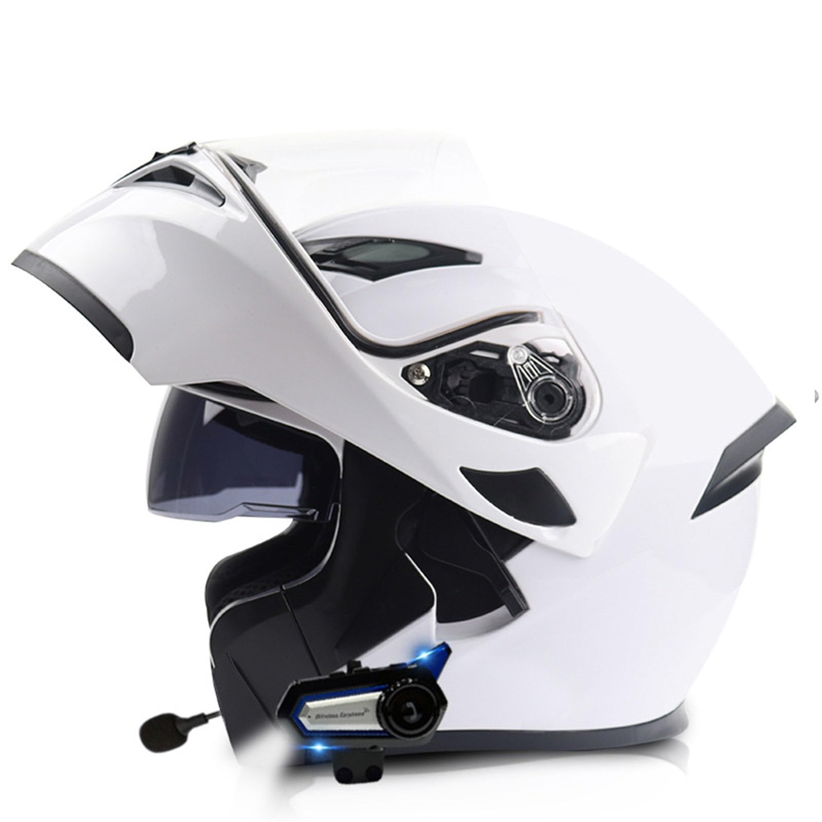 Bluetooth Motorradhelm,Modularer Klapphelm Mit Doppelter Sonnenblende,Unisex Integralhelm ECE Zulassung Scooter Motocross Helm Sturzhelm Für Damen Herren 3,L:59-60CM von QAZXCVB