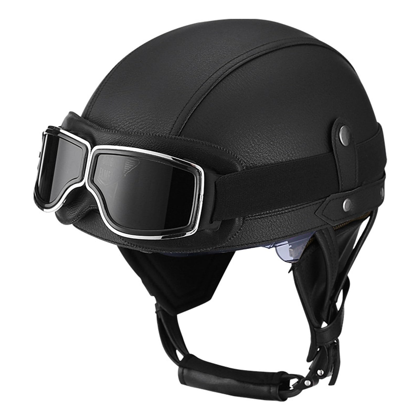 Halbschale Jet-Helm Brain-Cap ECE-Zulassung Adults Unisex Motorradhelm Offener Helm Mit Brille Halbschalenhelm Rollerhelm,Für Cruiser Chopper Moped Scooter 6,L von QAZXCVB