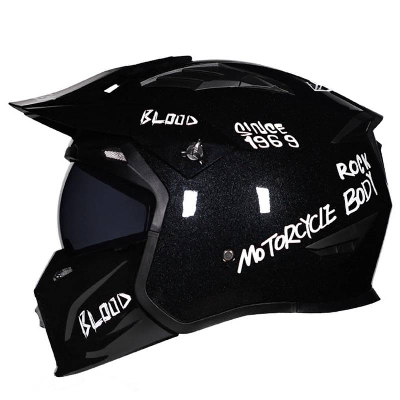 Halbschalenhelm 3/4 Kombinationshelm ECEDOT Zulassungiber Halbschale Jet-Helm Roller-Helm Scooter-Helm Retro Half Helm Mit Built-In Visier Für Cruiser Chopper Biker Moped 15,XXL:63-64CM von QAZXCVB