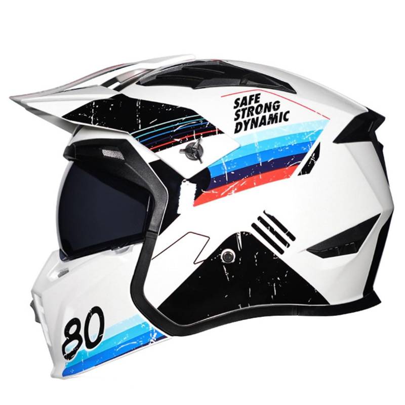 Halbschalenhelm 3/4 Kombinationshelm ECEDOT Zulassungiber Halbschale Jet-Helm Roller-Helm Scooter-Helm Retro Half Helm Mit Built-In Visier Für Cruiser Chopper Biker Moped 4,XL:61-62CM von QAZXCVB