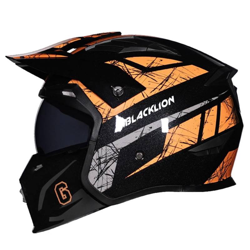 Halbschalenhelm 3/4 Kombinationshelm ECEDOT Zulassungiber Halbschale Jet-Helm Roller-Helm Scooter-Helm Retro Half Helm Mit Built-In Visier Für Cruiser Chopper Biker Moped 8,XXL:63-64CM von QAZXCVB