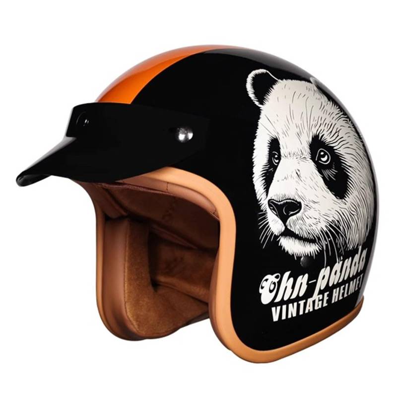Halbschalenhelm Jethelm ECEDOT-Zulassung Vintage Motorradhelm Cruiser Scooter Helm Mit Abnehmbare Krempe Retro Motorrad Halbhelm Für Herren Damen Four Seasons 13,L:59-60CM von QAZXCVB