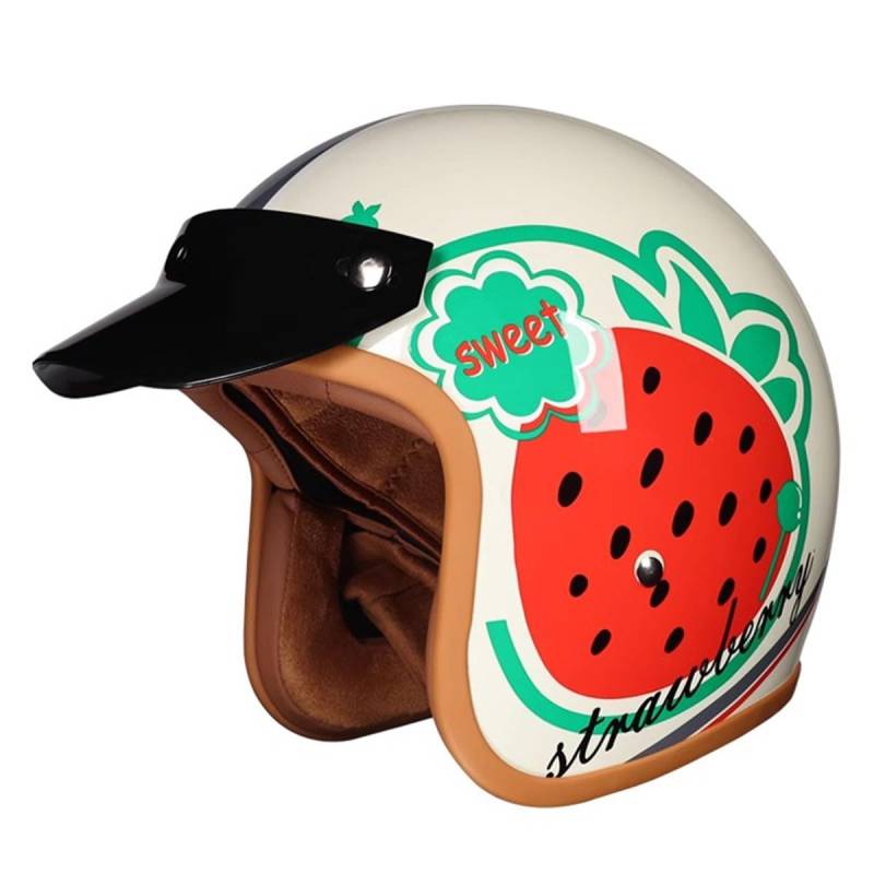 Halbschalenhelm Jethelm ECEDOT-Zulassung Vintage Motorradhelm Cruiser Scooter Helm Mit Abnehmbare Krempe Retro Motorrad Halbhelm Für Herren Damen Four Seasons 16,XL:61-62CM von QAZXCVB