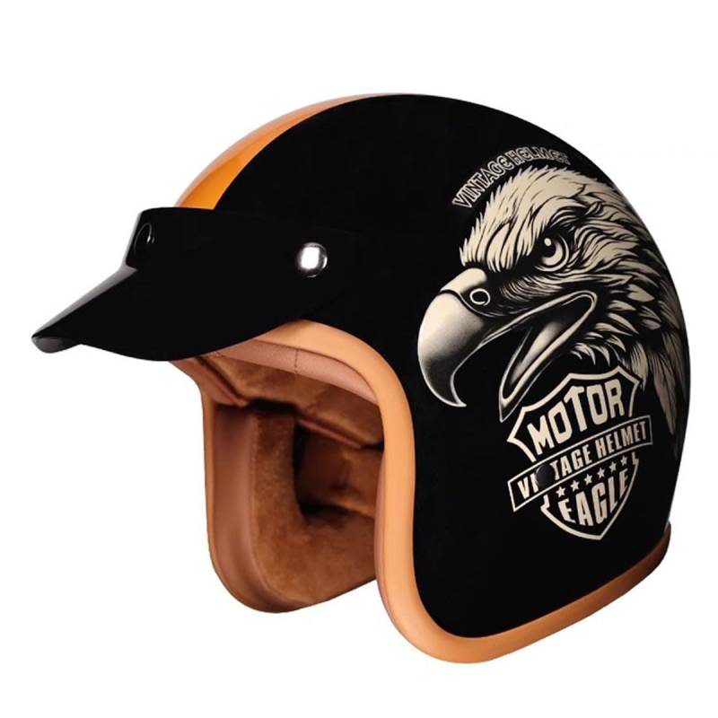 Halbschalenhelm Jethelm ECEDOT-Zulassung Vintage Motorradhelm Cruiser Scooter Helm Mit Abnehmbare Krempe Retro Motorrad Halbhelm Für Herren Damen Four Seasons 7,XXL:63-64CM von QAZXCVB