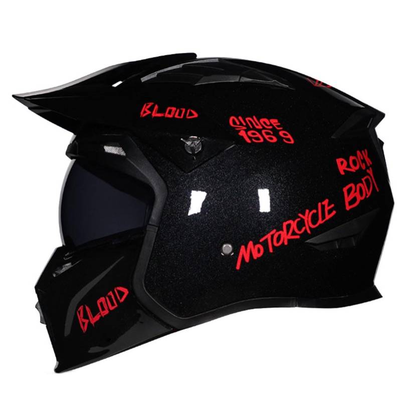 Halbschalenhelm Retro Jethelm Scooter-Helm Mit Sonnenblende 3/4 Offenem Helm Kombinationshelm ECEDOT Zulassung Motorradhelm Für Damen Und Herren Atmungsaktives Futter 17,XL:61-62CM von QAZXCVB