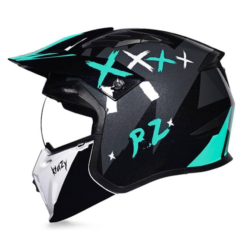Halbschalenhelm Retro Jethelm Scooter-Helm Mit Sonnenblende 3/4 Offenem Helm Kombinationshelm ECEDOT Zulassung Motorradhelm Für Damen Und Herren Atmungsaktives Futter 2,XL:61-62CM von QAZXCVB