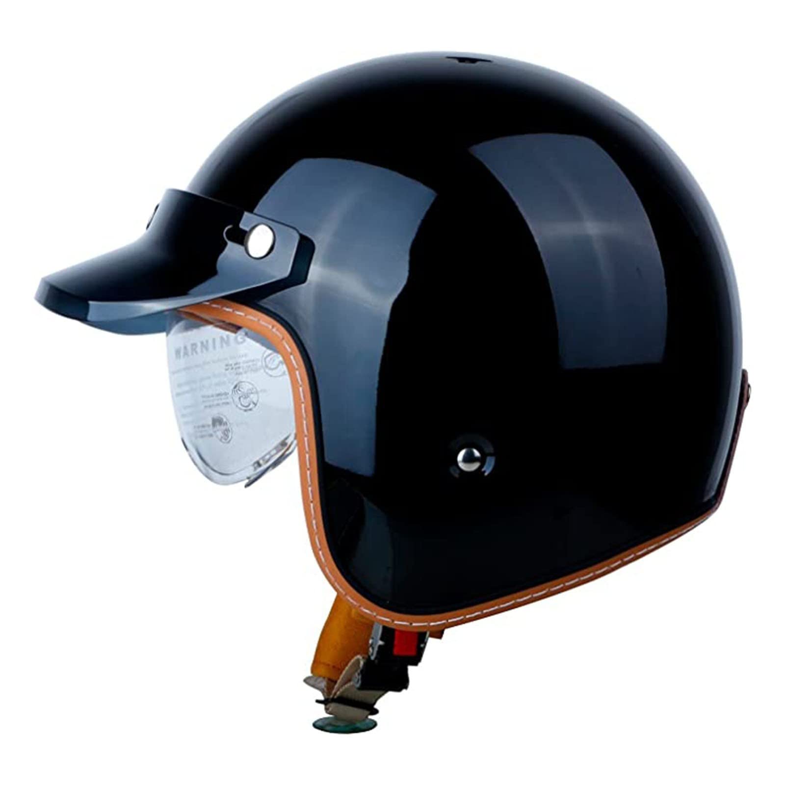 Retro Motorrad Halbhelme Deutscher Stil Roller Anti-Collision Helm ECE Zertifiziert Brain-Cap Halbschale Jet-Helm Mit Built-In Visier Motorradhelm Scooter Offener Helm 7,L von QAZXCVB
