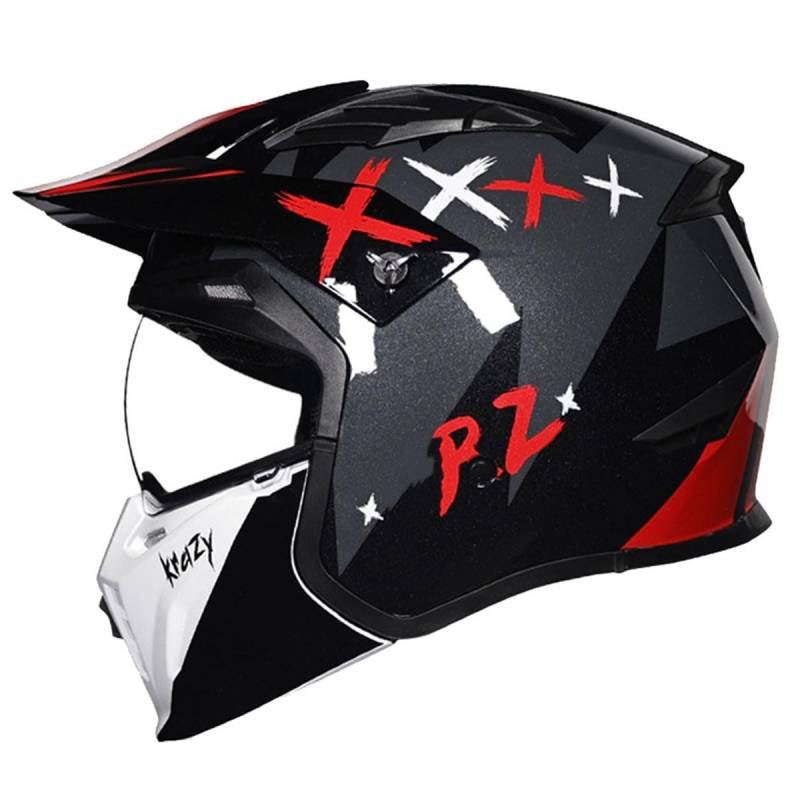 Retro Motorradhelm Halbschalenhelm ECEDOT Zulassung 3/4 Kombinationshelm Jethelm Roller Cool Helm Mit Sonnenblende Unisex Motorrad Offener Helm Für Cruiser Chopper Scooter 11,XXL:63-64CM von QAZXCVB