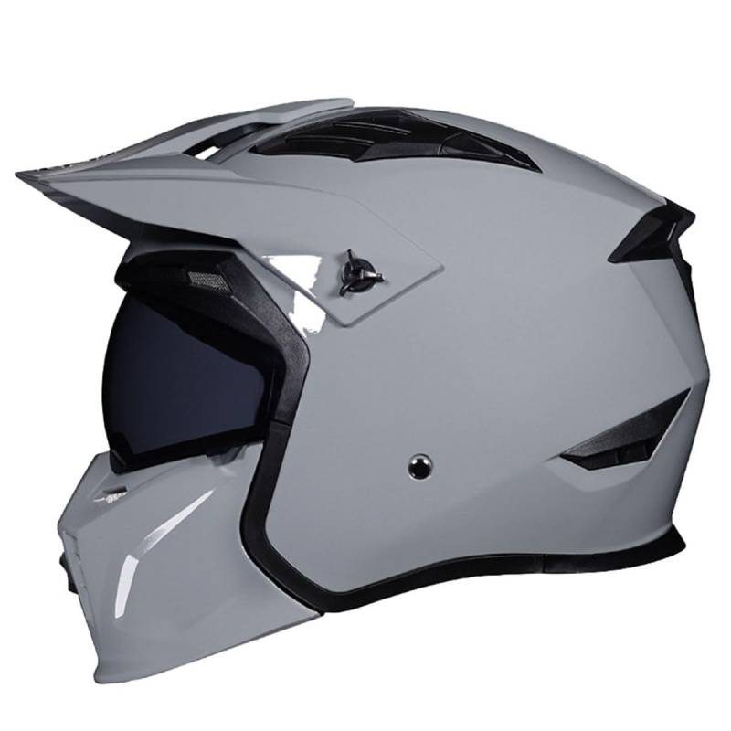 Retro Motorradhelm Halbschalenhelm ECEDOT Zulassung 3/4 Kombinationshelm Jethelm Roller Cool Helm Mit Sonnenblende Unisex Motorrad Offener Helm Für Cruiser Chopper Scooter 8,L:59-60CM von QAZXCVB