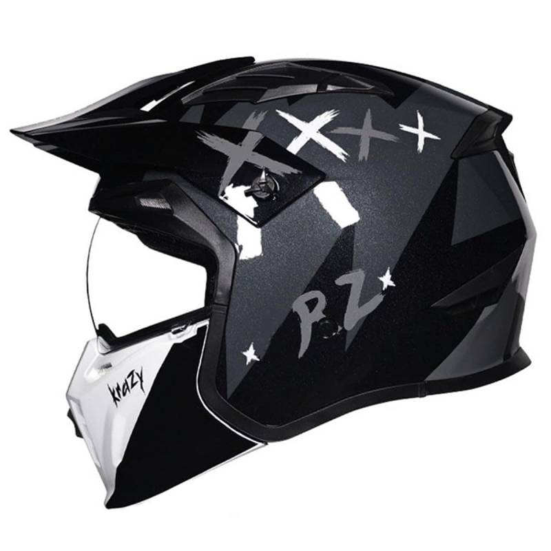 Retro Motorradhelm Halbschalenhelm ECEDOT Zulassung 3/4 Kombinationshelm Jethelm Roller Cool Helm Mit Sonnenblende Unisex Motorrad Offener Helm Für Cruiser Chopper Scooter 9,M:57-58CM von QAZXCVB