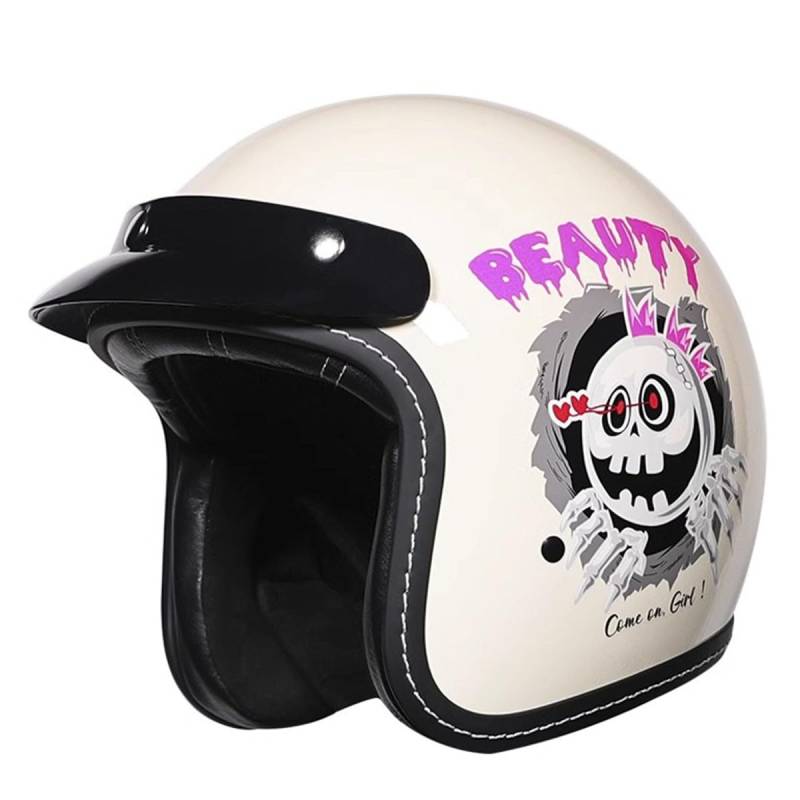 Vintage Deutsche Motorrad Halbhelme DOTECE Zugelassen Jethelm Moped Helm Motorrad Helm Brain-Cap Halbschale Chopper Helm Roller Helm Für Cruiser Scooter Damen Herren 10,M:57-58CM von QAZXCVB