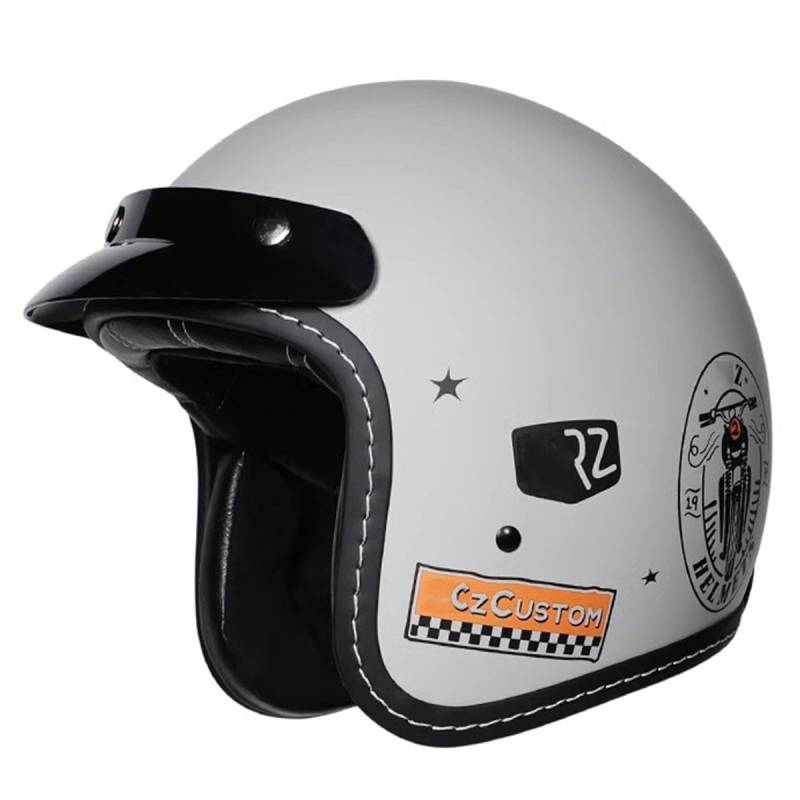 Vintage Deutsche Motorrad Halbhelme DOTECE Zugelassen Jethelm Moped Helm Motorrad Helm Brain-Cap Halbschale Chopper Helm Roller Helm Für Cruiser Scooter Damen Herren 14,XXL:63-64CM von QAZXCVB