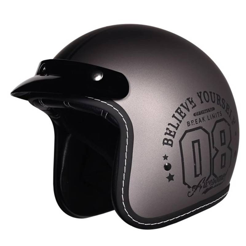 Vintage Deutsche Motorrad Halbhelme DOTECE Zugelassen Jethelm Moped Helm Motorrad Helm Brain-Cap Halbschale Chopper Helm Roller Helm Für Cruiser Scooter Damen Herren 15,L:59-60CM von QAZXCVB