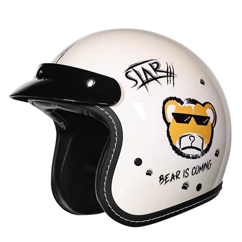 Vintage Deutsche Motorrad Halbhelme DOTECE Zugelassen Jethelm Moped Helm Motorrad Helm Brain-Cap Halbschale Chopper Helm Roller Helm Für Cruiser Scooter Damen Herren 16,XL:61-62CM von QAZXCVB