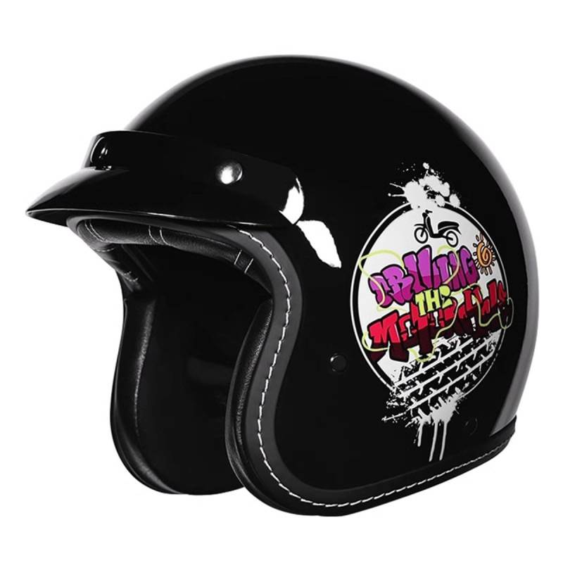 Vintage Deutsche Motorrad Halbhelme DOTECE Zugelassen Jethelm Moped Helm Motorrad Helm Brain-Cap Halbschale Chopper Helm Roller Helm Für Cruiser Scooter Damen Herren 19,XXL:63-64CM von QAZXCVB