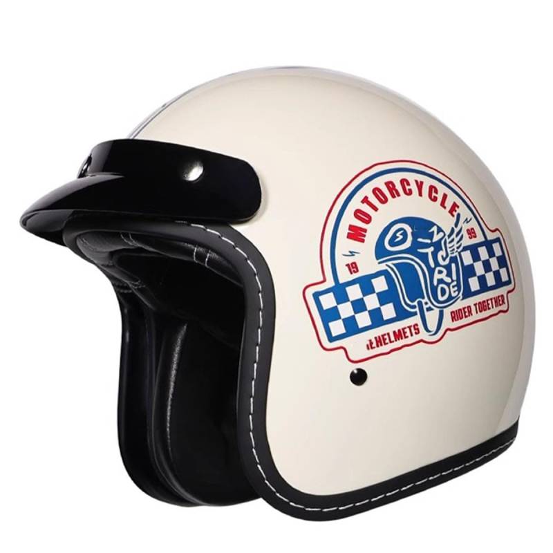 Vintage Deutsche Motorrad Halbhelme DOTECE Zugelassen Jethelm Moped Helm Motorrad Helm Brain-Cap Halbschale Chopper Helm Roller Helm Für Cruiser Scooter Damen Herren 3,M:57-58CM von QAZXCVB