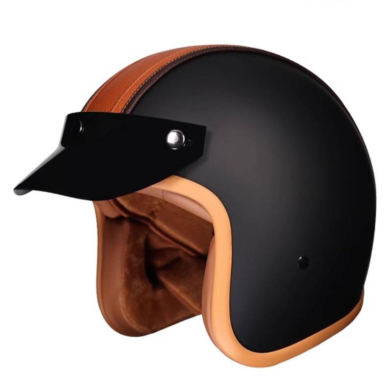 Vintage Motorradhelm Offener Helm Winddichter Motorrad Roller Helm Mit Abnehmbare Krempe Jethelm Straßenhelm Für Damen Und Herren ECEDOT Zertifizierung Halbschalenhelm 1,M:57-58CM von QAZXCVB
