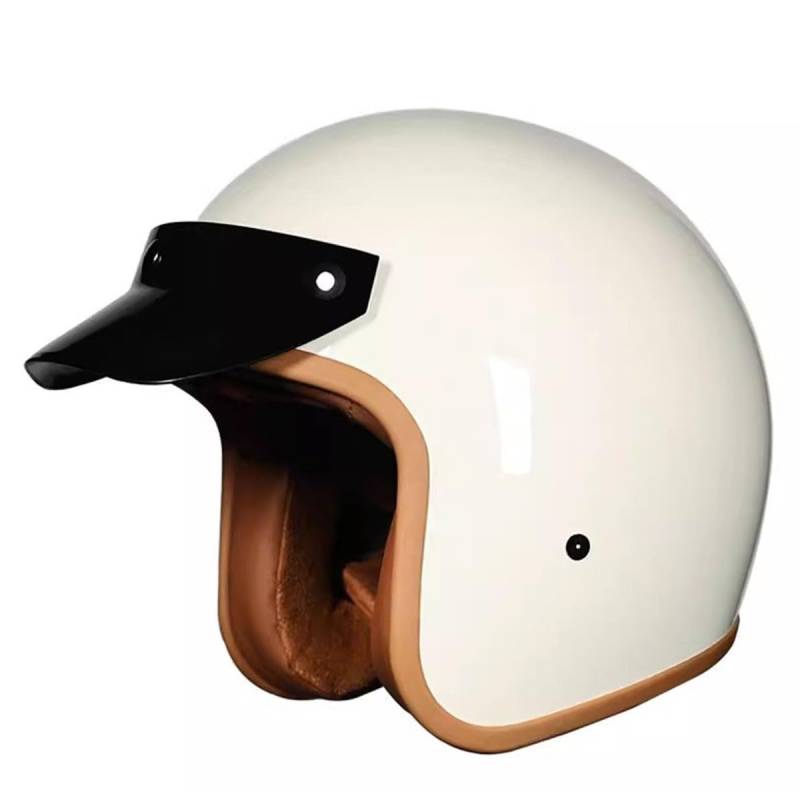 Vintage Motorradhelm Offener Helm Winddichter Motorrad Roller Helm Mit Abnehmbare Krempe Jethelm Straßenhelm Für Damen Und Herren ECEDOT Zertifizierung Halbschalenhelm 12,XL:61-62CM von QAZXCVB
