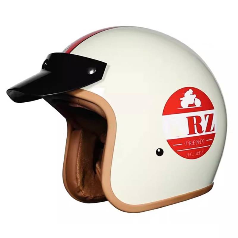 Vintage Motorradhelm Offener Helm Winddichter Motorrad Roller Helm Mit Abnehmbare Krempe Jethelm Straßenhelm Für Damen Und Herren ECEDOT Zertifizierung Halbschalenhelm 4,XXL:63-64CM von QAZXCVB