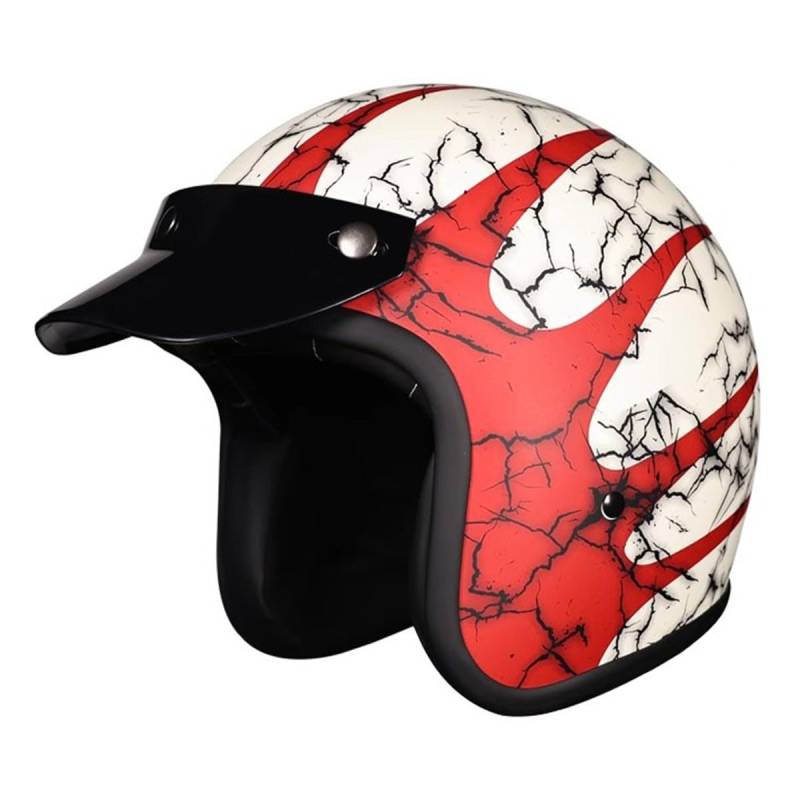 Vintage Motorradhelm Offener Helm Winddichter Motorrad Roller Helm Mit Abnehmbare Krempe Jethelm Straßenhelm Für Damen Und Herren ECEDOT Zertifizierung Halbschalenhelm 9,XL:61-62CM von QAZXCVB