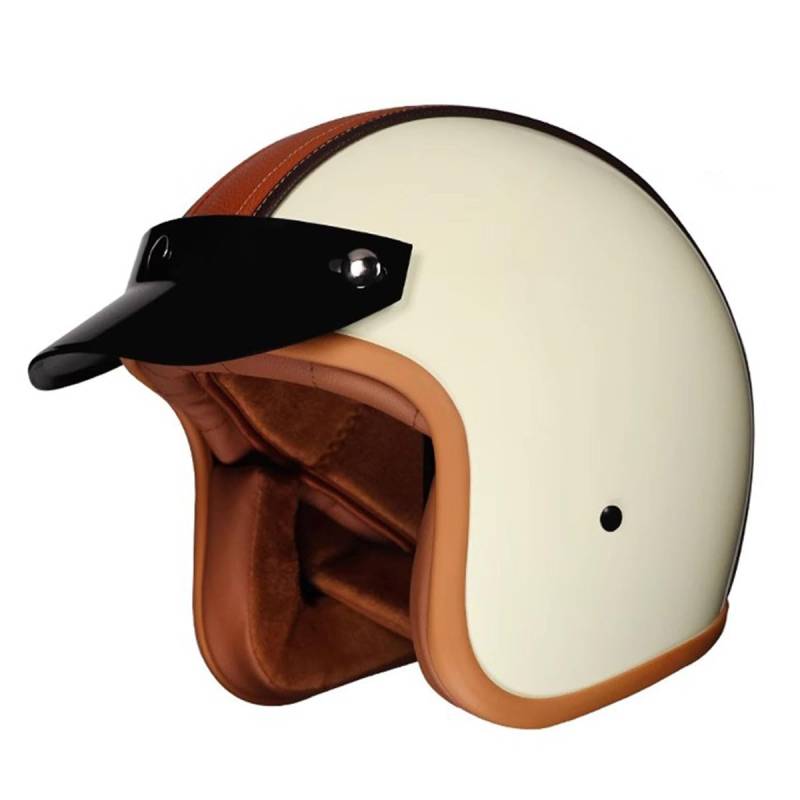 Vintage Motorradhelm Winddichter Motorrad Halbhelm Mit Abnehmbare Krempe Jethelm Straßenhelm Roller Helm Für Damen Und Herren ECEDOT Zertifizierung Halbschalenhelm 14,XXL:63-64CM von QAZXCVB