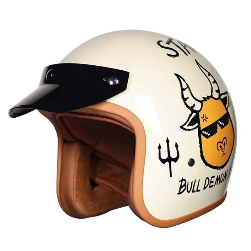 Vintage Motorradhelm Winddichter Motorrad Halbhelm Mit Abnehmbare Krempe Jethelm Straßenhelm Roller Helm Für Damen Und Herren ECEDOT Zertifizierung Halbschalenhelm 6,XL:61-62CM von QAZXCVB