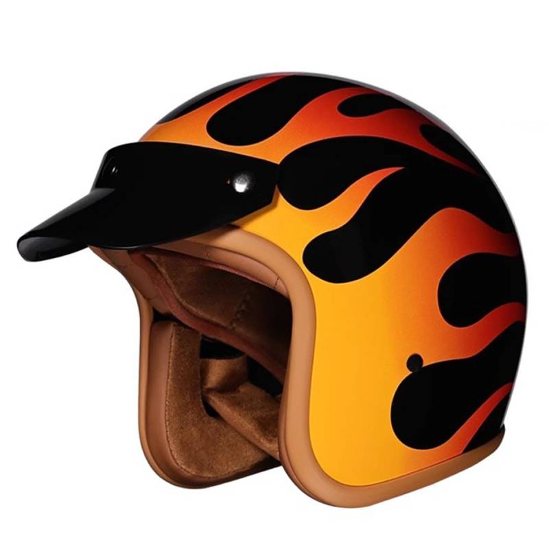 Vintage Motorradhelm Winddichter Motorrad Halbhelm Mit Abnehmbare Krempe Jethelm Straßenhelm Roller Helm Für Damen Und Herren ECEDOT Zertifizierung Halbschalenhelm 9,XL:61-62CM von QAZXCVB