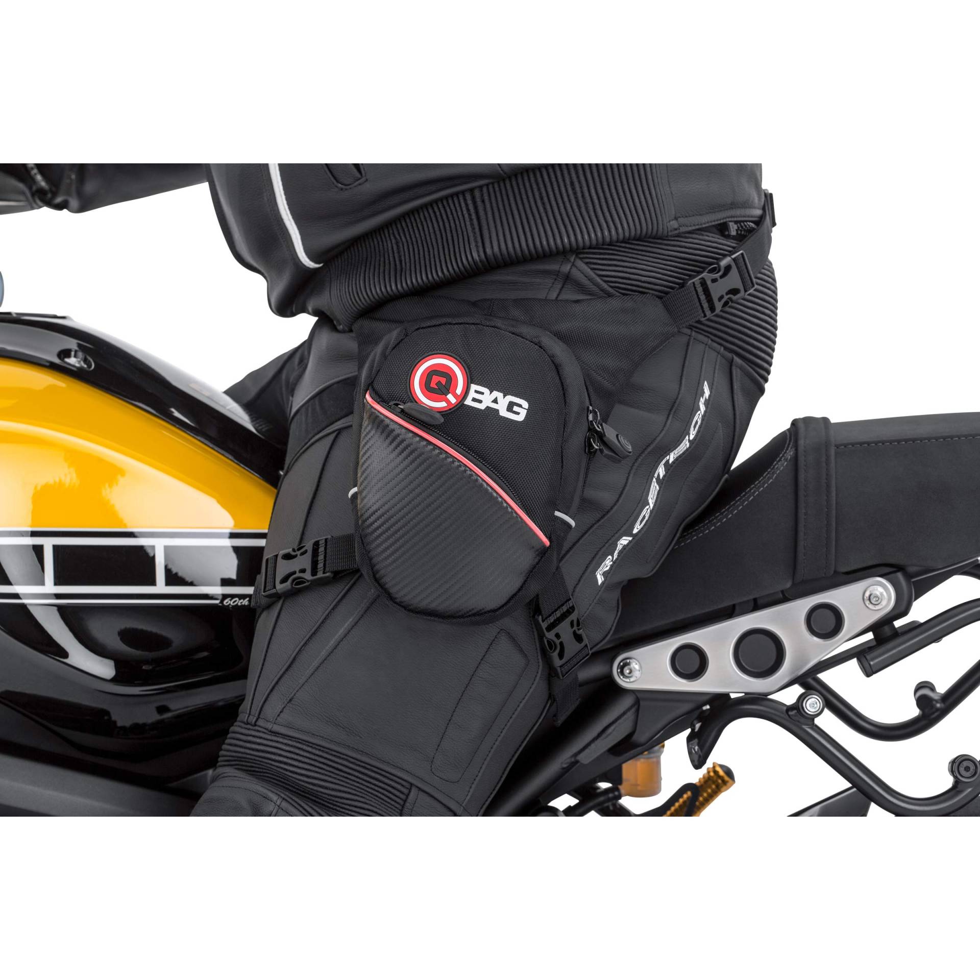QBag Motorrad Beintasche- Gürteltasche mit Wasserdichter Innentasche - Stauraum 1 Liter, Schwarz von QBAG