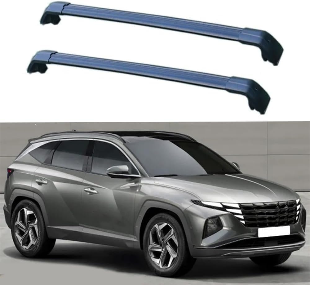 2 Stück Dachträger Gepäckträger für Hyundai Tucson L NX4 SUV 2020-2024, Auto Aluminium Querträger Dachträger, Relingträger Dachgepäckträger Gepäckträger Dachbügel Zubehör,A Black von QCHIAN