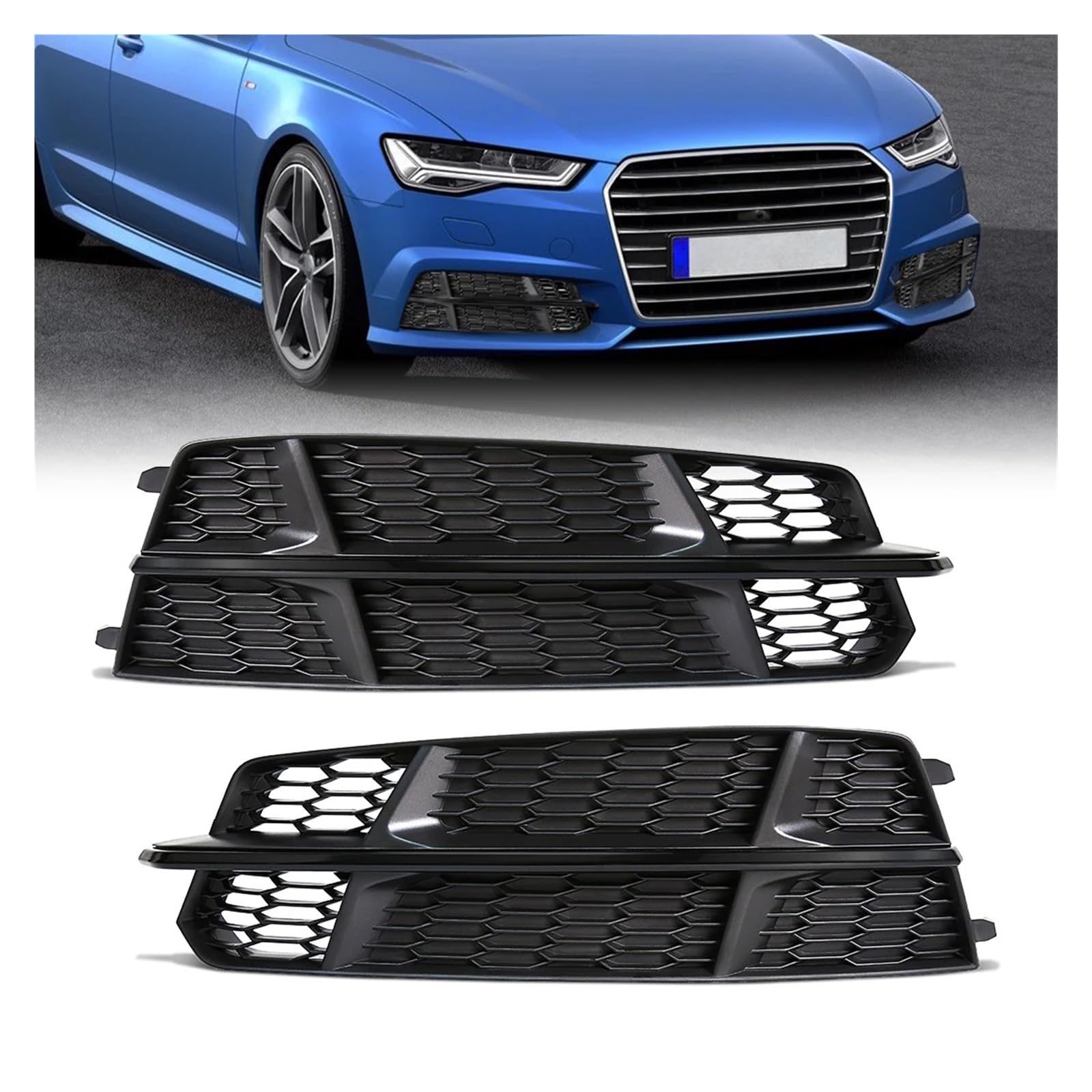 QCUMEWAJ Auto Frontstoßstange Nebelscheinwerfer Rahmen Kühlergrill Kompatibel for Audi A6 C7 A6L 2014 2015 2016 2017 2018 Autozubehör EIN Paar(Black) von QCUMEWAJ