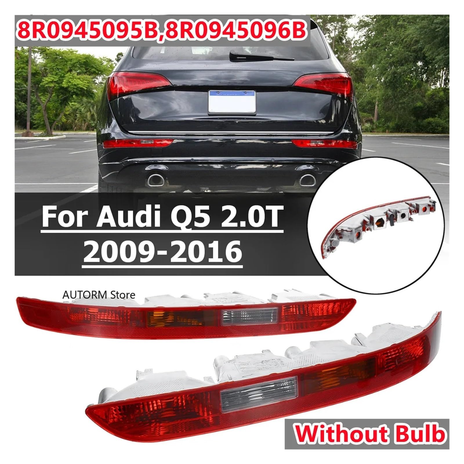 QCUMEWAJ Car Taillight Rear Bumper Tail Light Cover Without Bulbs Compatible for Q5 2.0T 2009 2010 2012 2013 2014 2015 2016 8R0945096 8R0945095(Only Left) von QCUMEWAJ