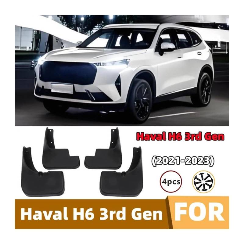 QCUMEWAJ Kompatibel mit Haval H6 3. Generation 2021 2022 2023 GT, 4-teiliges Auto-Kotflügelset, Schmutzfänger for die Vorder- und Hinterräder, Spritzschutz, Kotflügelzubehör von QCUMEWAJ