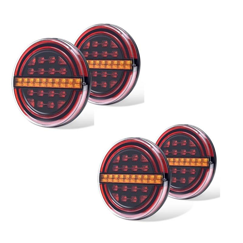 QCUMEWAJ Rot Bernstein Anhänger Rücklicht Bus Bremslicht DRL Drehen Traktor Signal Lichter Auto Rückleuchten Rücklicht(4pcs) von QCUMEWAJ