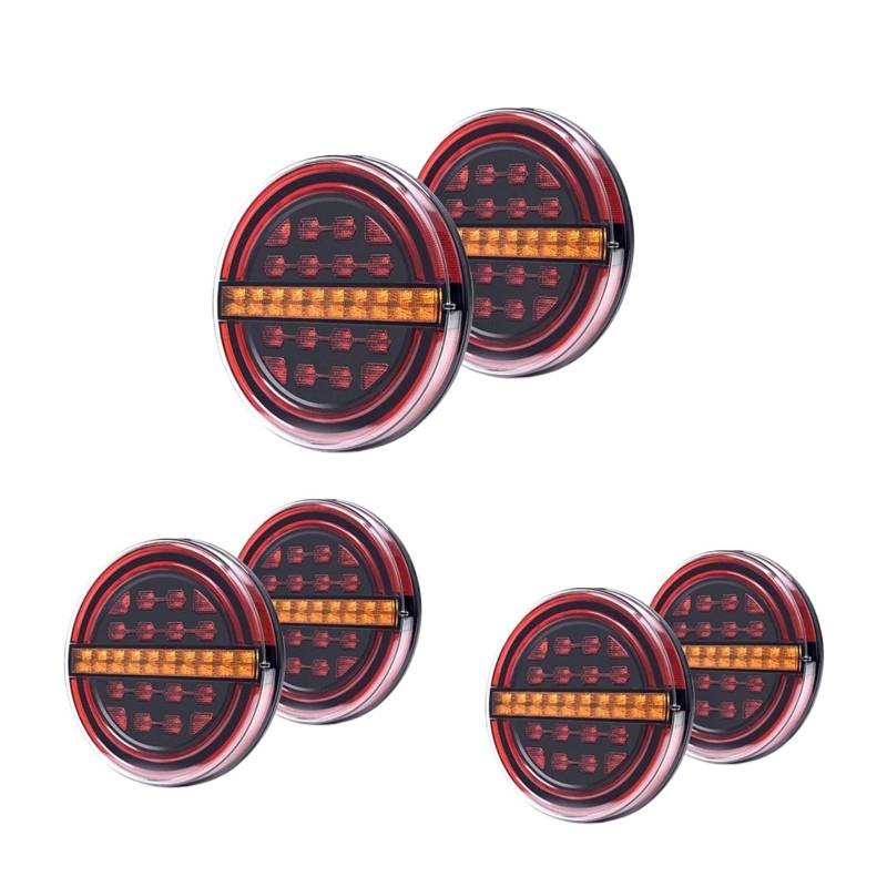 QCUMEWAJ Rot Bernstein Anhänger Rücklicht Bus Bremslicht DRL Drehen Traktor Signal Lichter Auto Rückleuchten Rücklicht(6pcs) von QCUMEWAJ