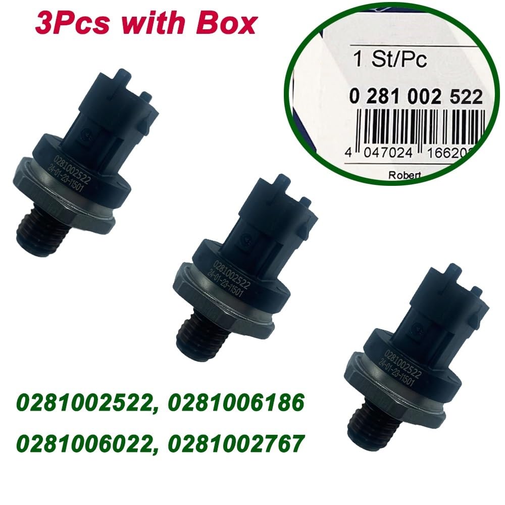 1/3Pcs 0281002522 Common Rail Kraftstoffdrucksensor 0281002909 0281006186 0281006022 /Fit for BMW 3 5 7 SERIE Iveco DAILY III Fiat(3pcs with Box) von QDEIDEDT