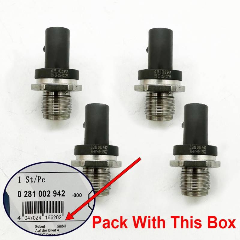 1/4 STÜCKE Hohe Qualität 0281002942 Kraftstoffverteilerrohr-drucksensor/Fit for Mercedes Benz SPRINTER AROCS ANTOS 2 3 4 5-t Box 0281002700(4PCS) von QDEIDEDT