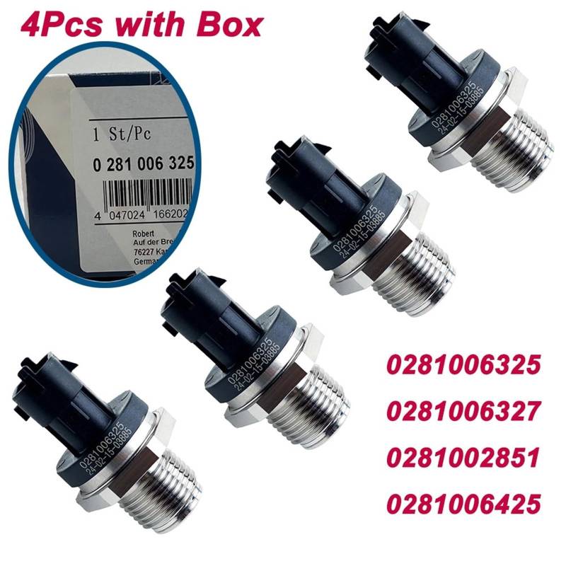 1/4Pcs 0281006325 281006325 Hochwertiger Kraftstoffverteilerrohr-Drucksensor 0281006327 /Fit for Fiat Iveco Dodge RAM VW 0281002851 0281006112(4pcs with B-osch box) von QDEIDEDT