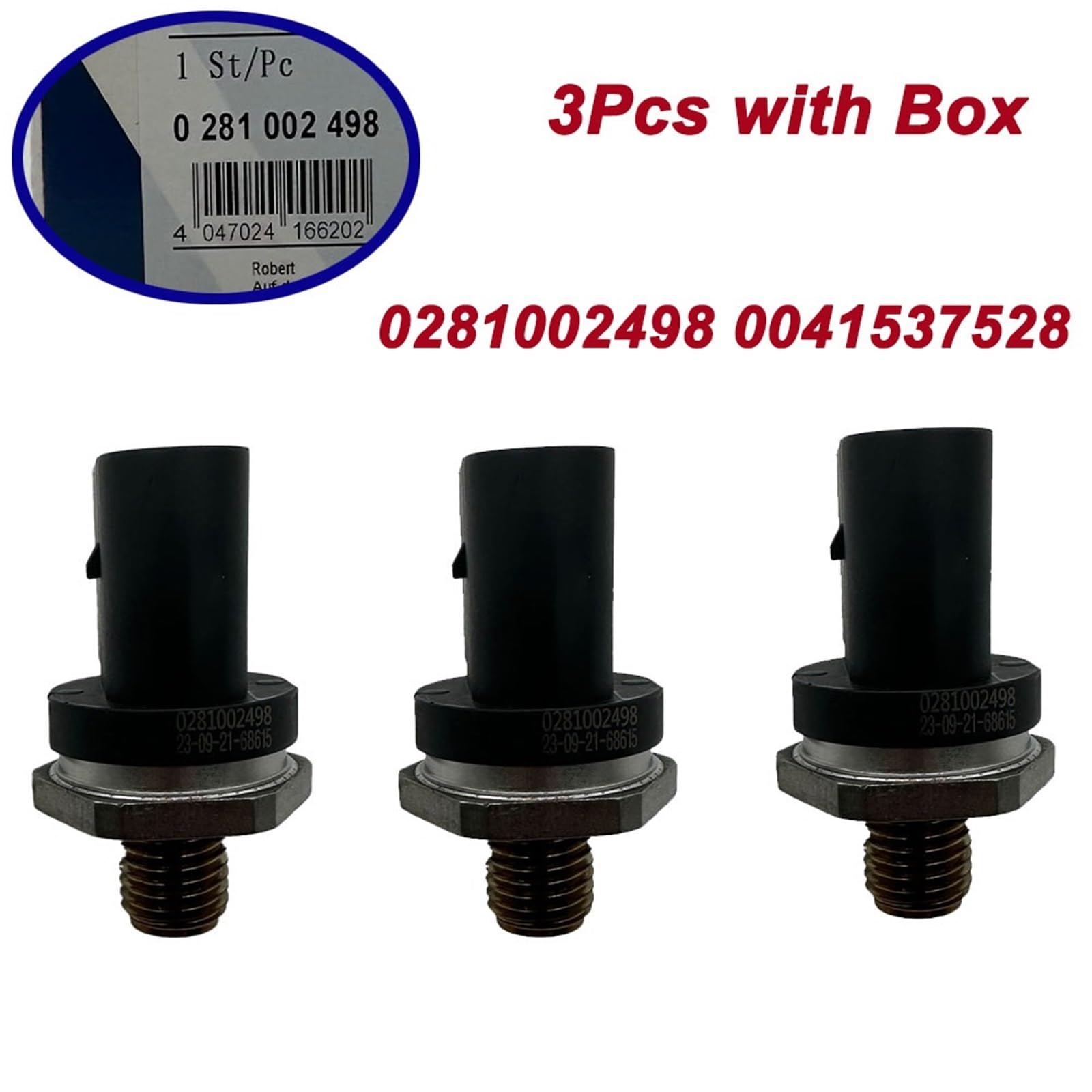 Hohe Qualität 1/3Pcs 0281002498 0041537528 Kraftstoffverteilerrohr Hochdrucksensor/Fit for Mercedes Benz ACEGMS Sprinter Smart(3Pcs with Box) von QDEIDEDT